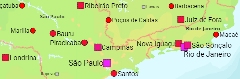 Brazil States and Major Cities