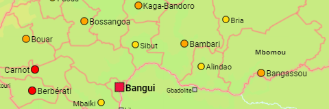 Zentralafrikanische Republik Präfekturen und Städte