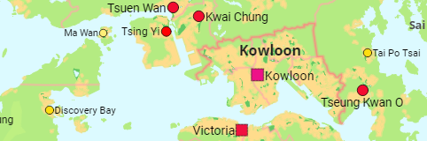 Hongkong: Bezirke und Städte