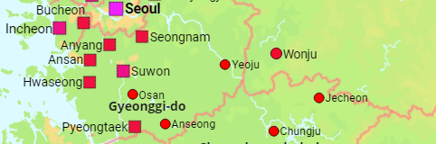 South Korea Provinces and Cities