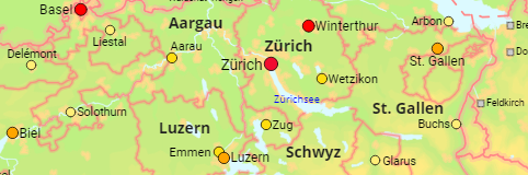 Schweiz Kantone und Städte