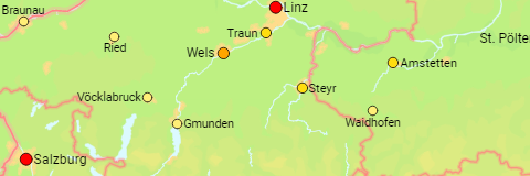 Österreich Bundesländer und größere Städte