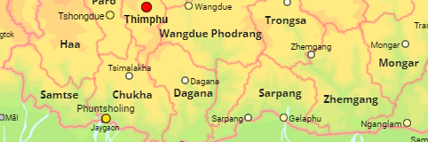 Bhutan Distrikte und Städte