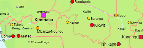 Kongo Provinzen und Städte