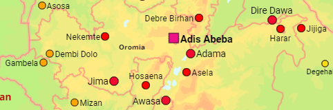 Ethiopia Regionen and Cities