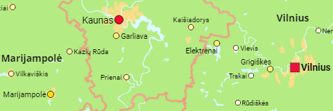 Lithuania Counties and Cities