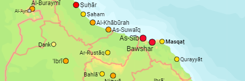 Oman Gouvernements und Städte