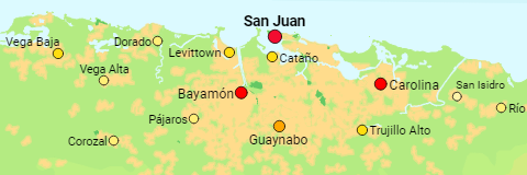 Puerto Rico größere Städte und Orte