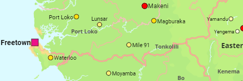 Sierra Leone Provinzen und Städte