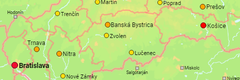 Slowakei Regionen und größere Städte